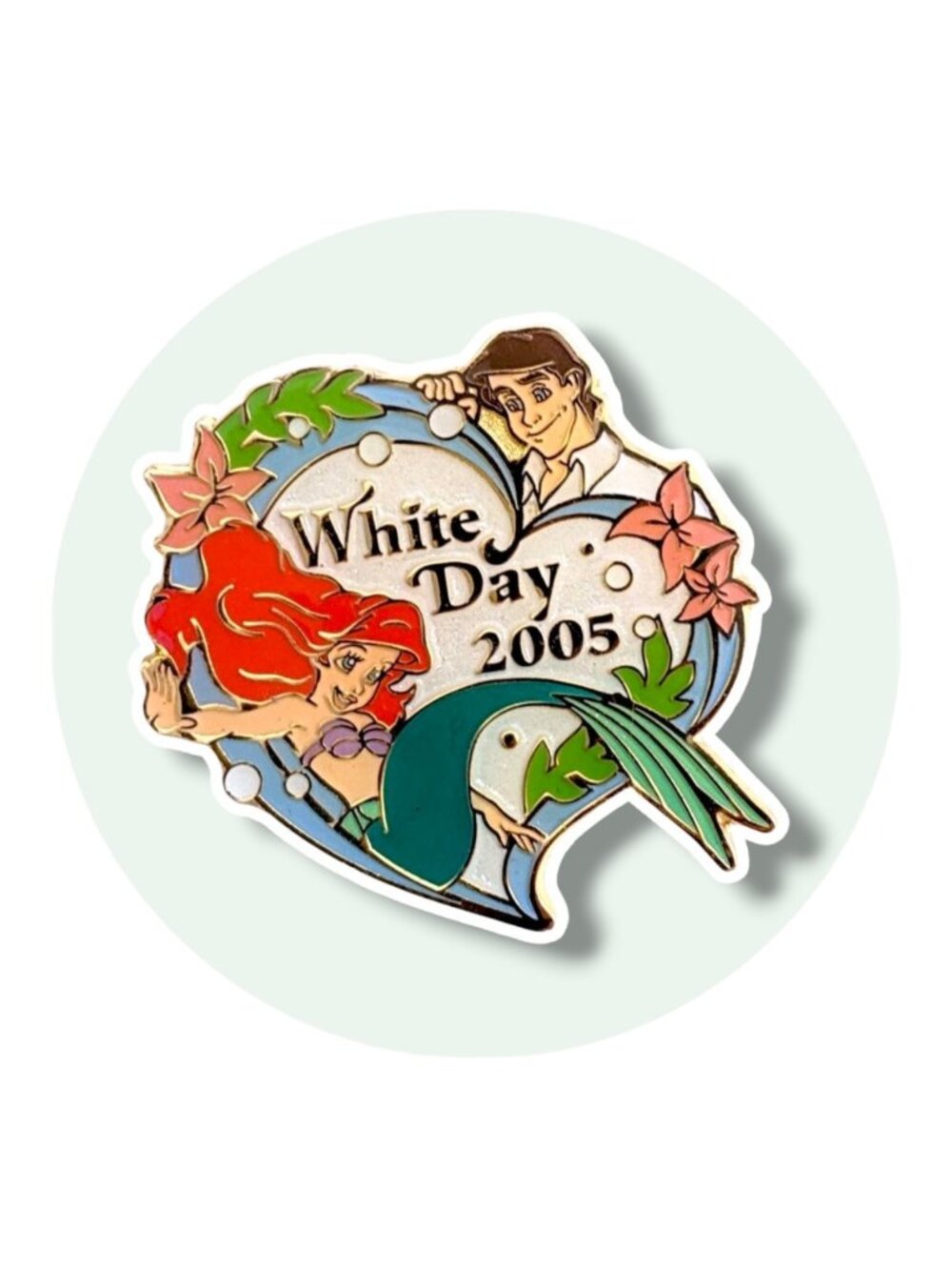 Little Mermaid Vintage Disney Pin: Ariel and Prince Eric White Day 2005